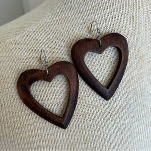 Wooden Heart Earrings